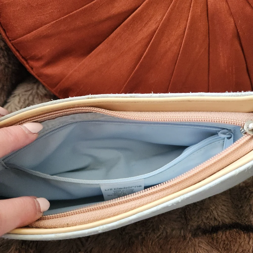 Vintage Liz Claiborne Y2K Baguette Shoulder Bag | Signature Logo Blue & Tan